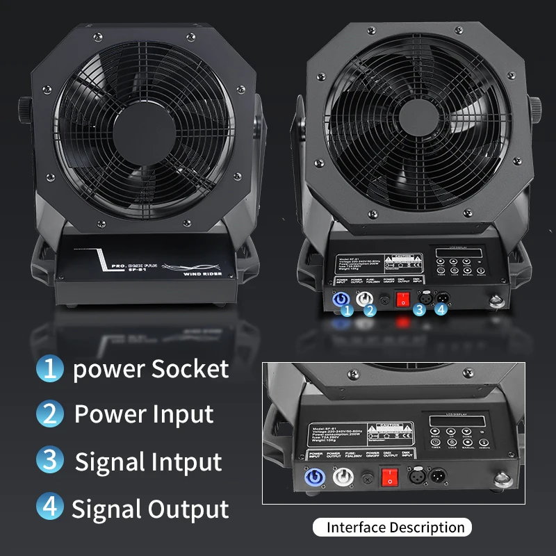 Ventilatore da Palco Professionale 700W con Velocità Variabile e Telecomando, Macchina per Atmosfera da Palco, Attrezzatura per DJ e Discoteca - immagine 2