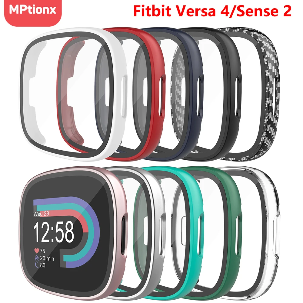 ScreenProtectorforFitbitVersa4Sense2HardPCBumpeProtectiveHD