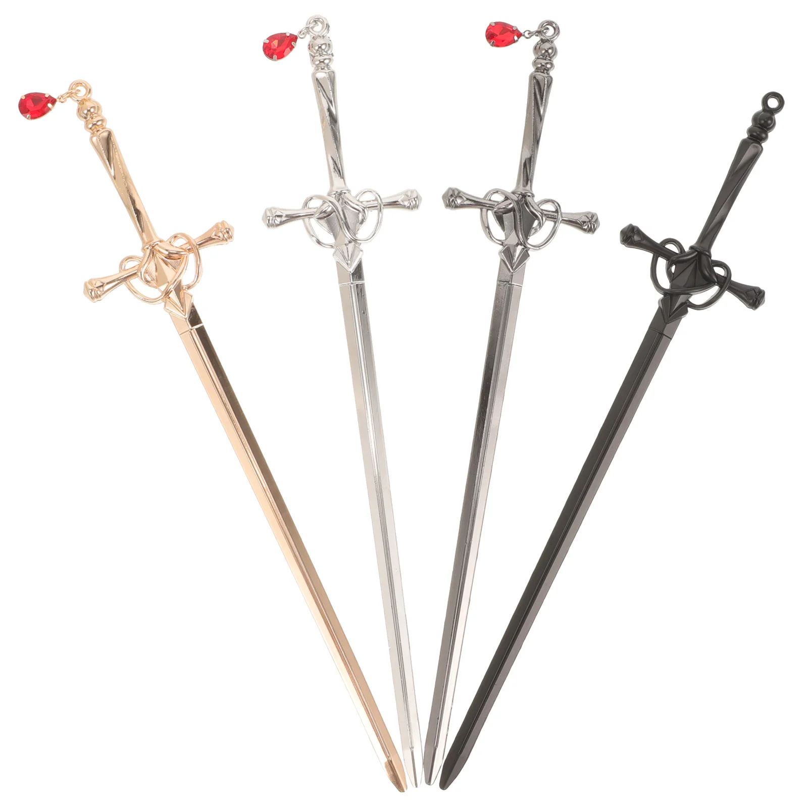 

4 Pcs Ancient Style Sword Hairpin Accessories Stick for Women Metal Chopstick Chopsticks Zinc Alloy Buns Women's Miss