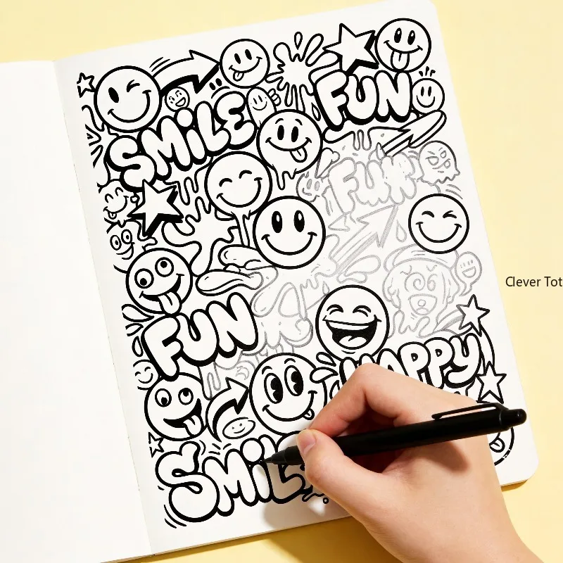 Quaderno per schizzi graffiti, libro da disegno casual per la decompressione, divertente libro da disegno con 22 motivi diversi, adatto come regalo, senza penna