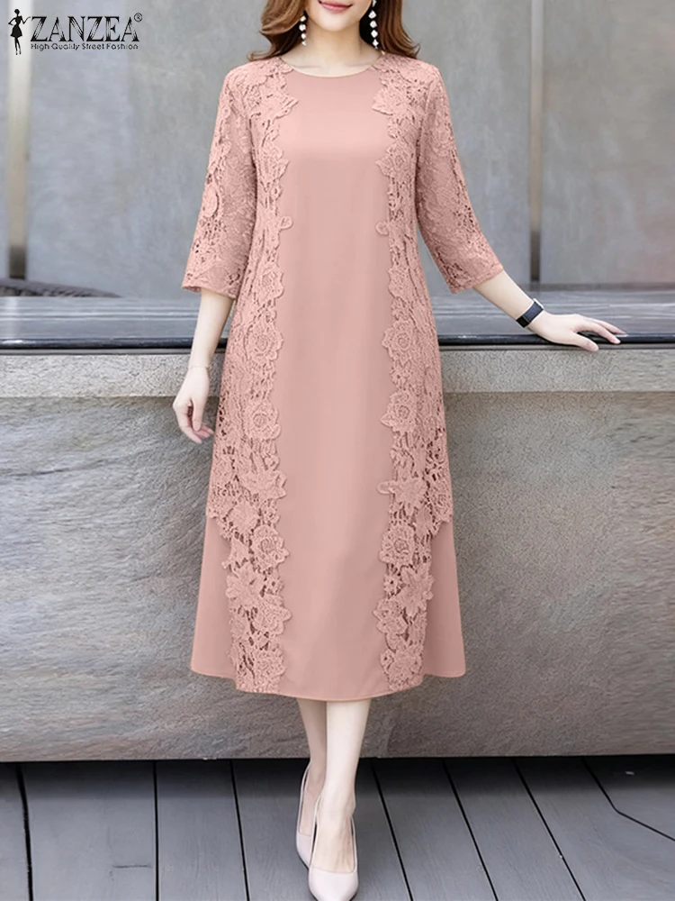 TrendAura Silk Velvet Patchwork Lace Spring Dress For Women Luxurious Black With Extra Long Lace Hem