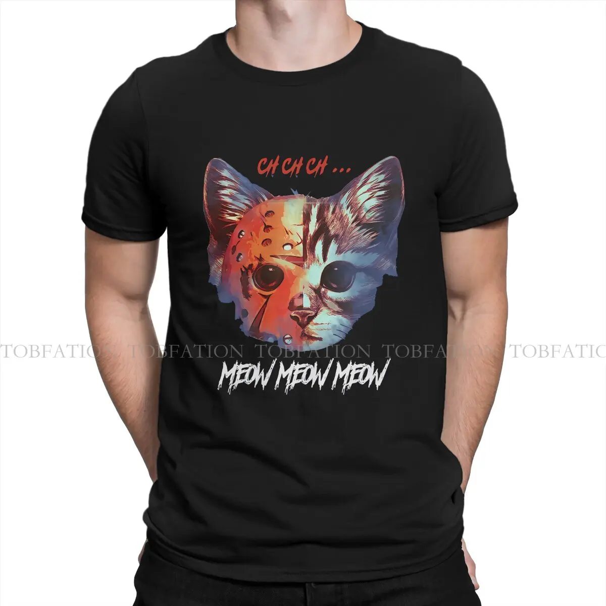 Maglietta Horror Spaventosa Per Uomo Jason Meowhees Maglietta Morbida Casual 100% Cotone Novità Nuovo Design Soffice