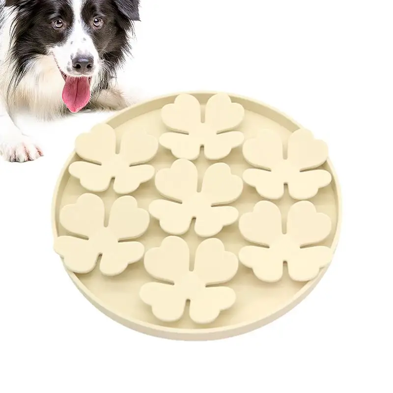 

Dog Lick Pad Peanut Butter Slow Feeder Bowl Puzzle Feeder With Suction Cup Raised Flower Design For Water Yogurt Wet Or Dry Food