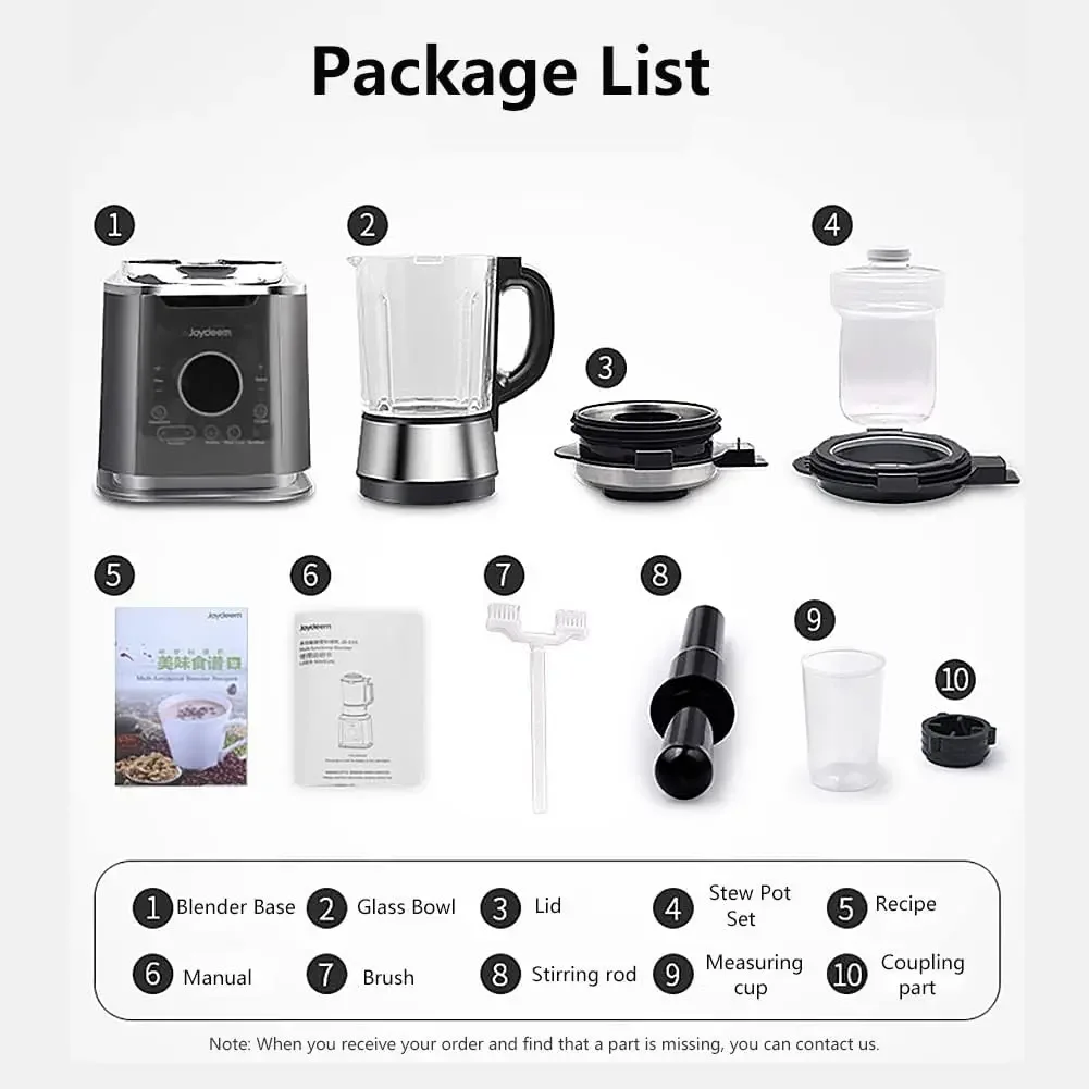 Cooking Blender JD-D16, Hot and Cold Blender for Soy Milk & Juice, Soup Maker with Stew Pot, 1.75L(59 Oz), 1200W, Black 6