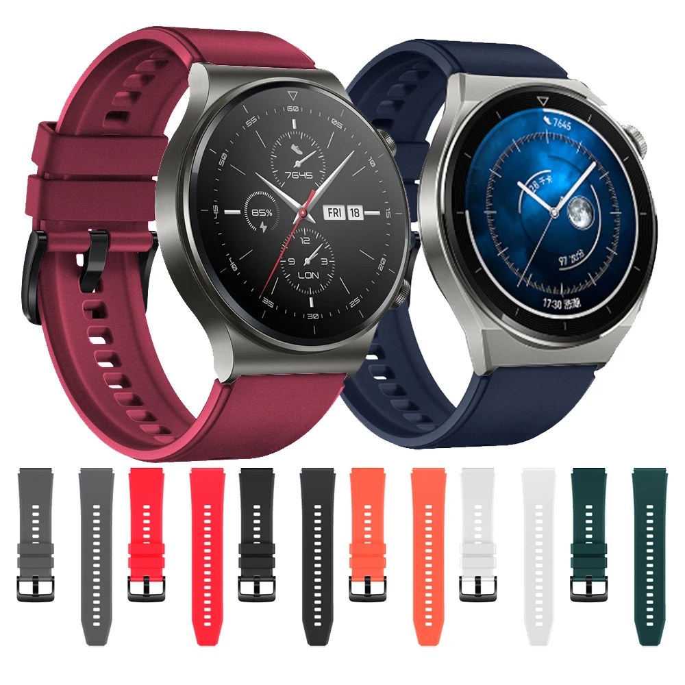 화웨이 워치 Gt 3 프로용 공식 실리콘 밴드, 스포츠 고무, 정품 시계 밴드, 22mm 팔찌, 46mm 