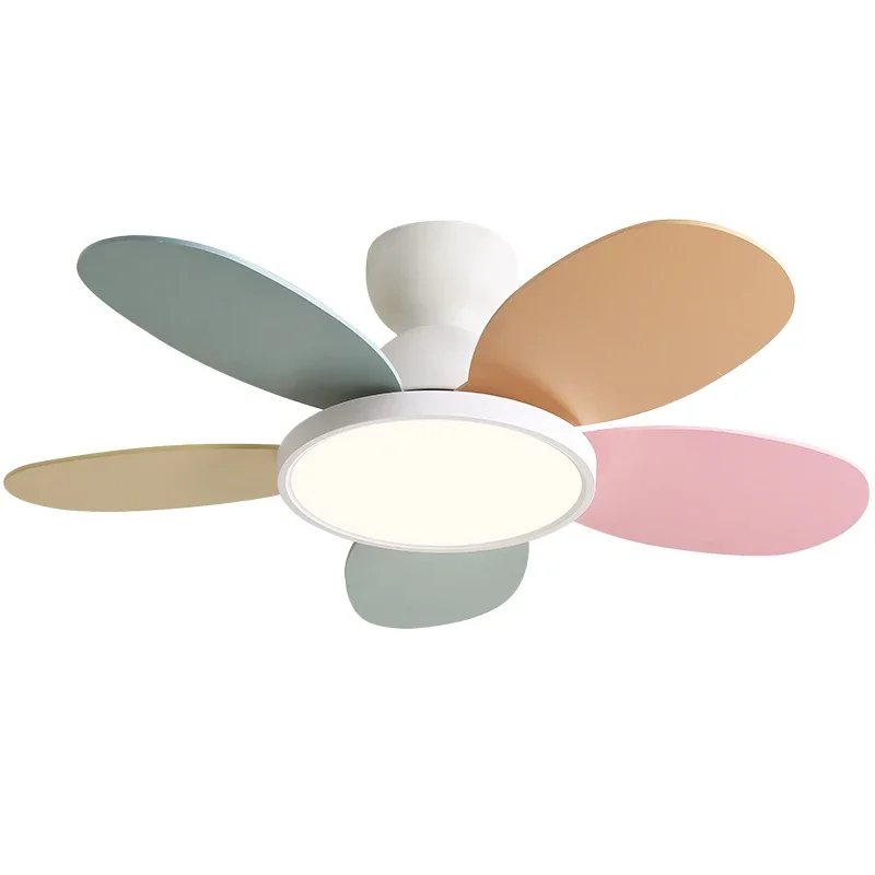 Fan light simple macaron bedroom light silent frequency conversion eye protection fan