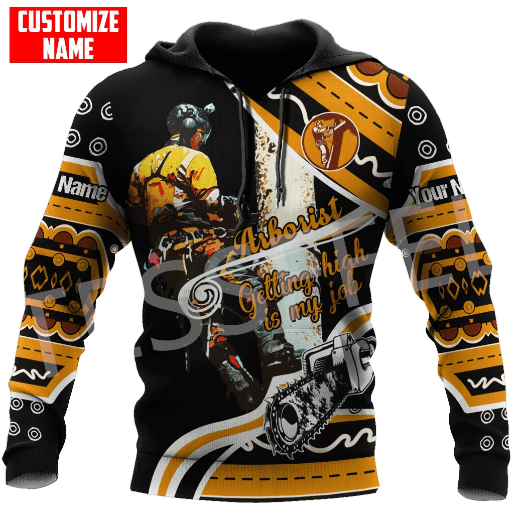 Nome Personalizzato Arborist Logger Motosega Carpenter Worker Tattoo Streetwear 3Dprint Pullover Harajuku Jacket Casual Funny Hoodies X4
