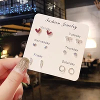 New S925 Silver Needle Stud Earrings Set for Women Girls Simple Cute Exquisite Mini Earrings Jewelry Gift Wholesale Direct Sales 1