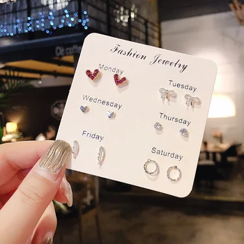 New S925 Silver Needle Stud Earrings Set for Women Girls Simple Cute Exquisite Mini Earrings Jewelry Gift Wholesale Direct Sales 1