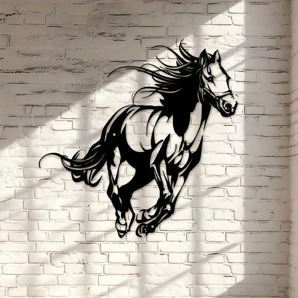 Elegant Black 3D Horse Metal Wall Art - Modern Farmhouse Décor