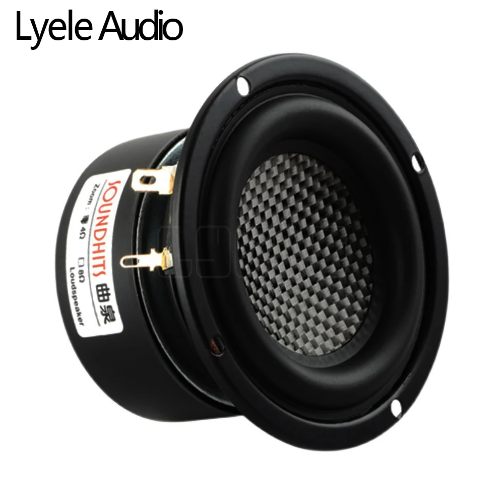 Lyele Audio 3-inch Subwoofer Speaker 25W HiFi Home Bookshelf Acoustic Amplifier Carbon Fiber Cone Bass Speaker Woofers