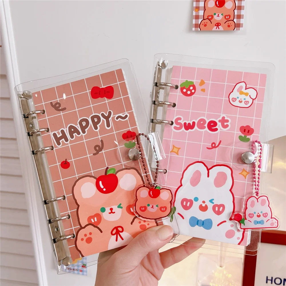 Cahier à reliure Kawaii pour fille, joli carnet de notes à grille et ligne,  Agenda à 6 anneaux en spirale, manuel d'école, nouveau - AliExpress