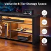 70 Inch TV Stand, Tall LED Entertainment Center for 70/75/80 inch TV, Gaming TV Cabinet with Storage for PS5, Modern TV Console 5