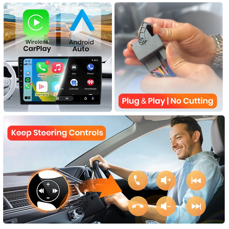 Radio AWESAFE con CarPlay y Android Auto inalámbrico para Seat Leon 2 MK2 2005 2006-2012, Plug & Play, FM, BT, RDS, DSP, 4G, GPS, SWC, Multimedia 3