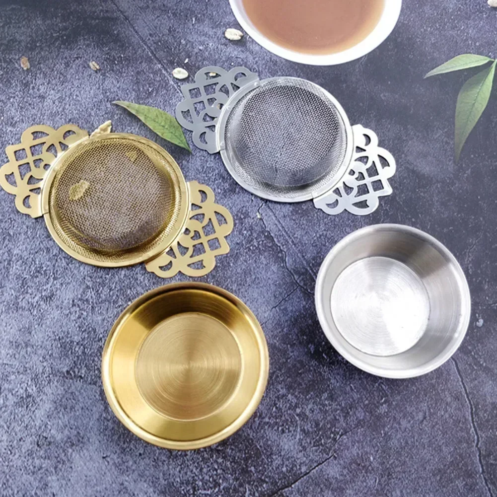 Double Ear Spice Infuser Filter Loose Leaf With Drip Bowl Tea Strainer Tea With Double Wing Handles Stainless Steel Kitchen Tool tea infuser