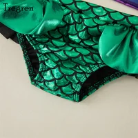 Tregren Toddler Kids Girl Mermaid Bikinis Set Summer Beachwear Halter Top Swimwear Swimming Pool Bathing Suit with Headband 5
