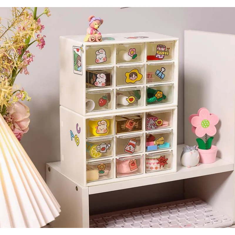 

9 Drawers Dust Proof Storage Box Ins Desktop Stationery Sundries Jewelry Cosmetics Multi Purpose Convenient Storage Organizer