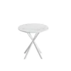 31.5'' Modern Cross Leg Round Dining Table, White Marble Top Occasional Table, Two Piece Removable Top, Matte Finish Iron Legs 6