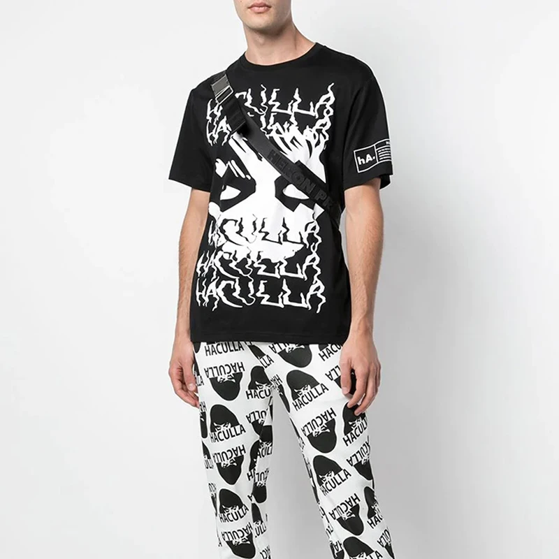 

Повседневная Свободная черная футболка с круглым вырезом, для мужчин и женщин