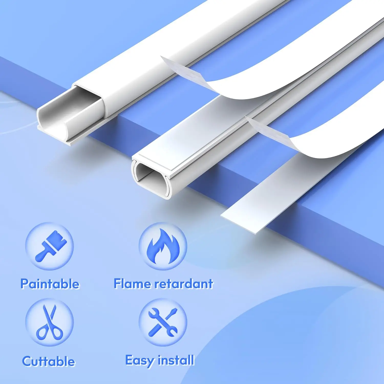 One Cord Cover Wall 142" Mini Wire Hider, Wire Cover for Hiding Speaker Wire, Baby Monitor Cord-Paintable Cable Raceway