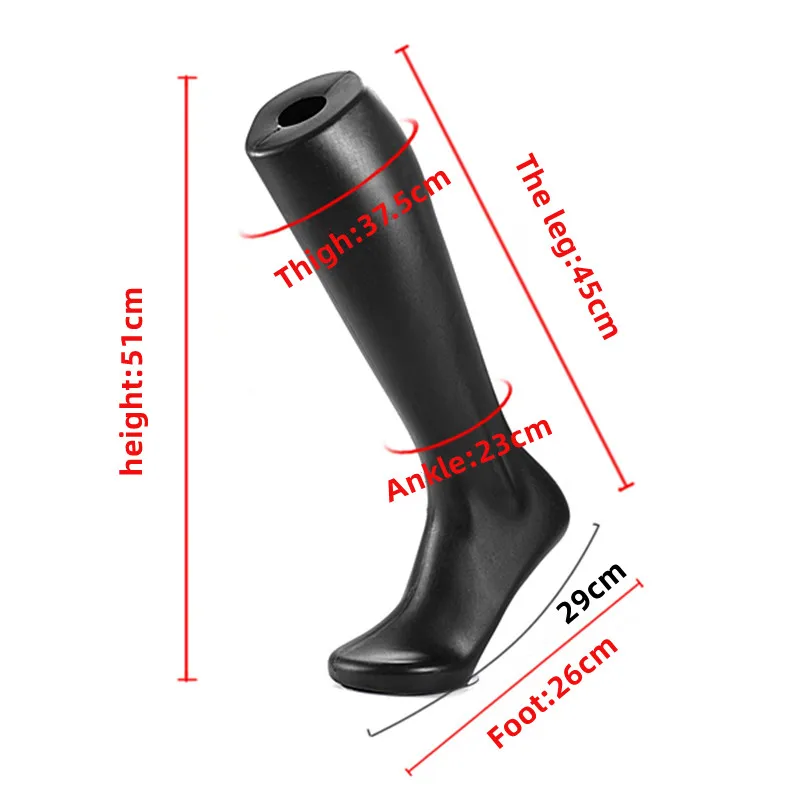 Description Picture 2 of item1 PE Material with A Magnetic Base Male Foot Mold Football Socks Sports Socks Knee Pads Display Man's Long Leg Mannequin Prop