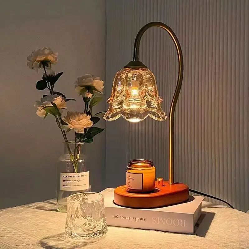 Solid Wood Decorations Night Light, Candle Warmer Lamp, Wax Melting, Bedside Tables, Bedroom, Aromatherapy Lamp, Indoor
