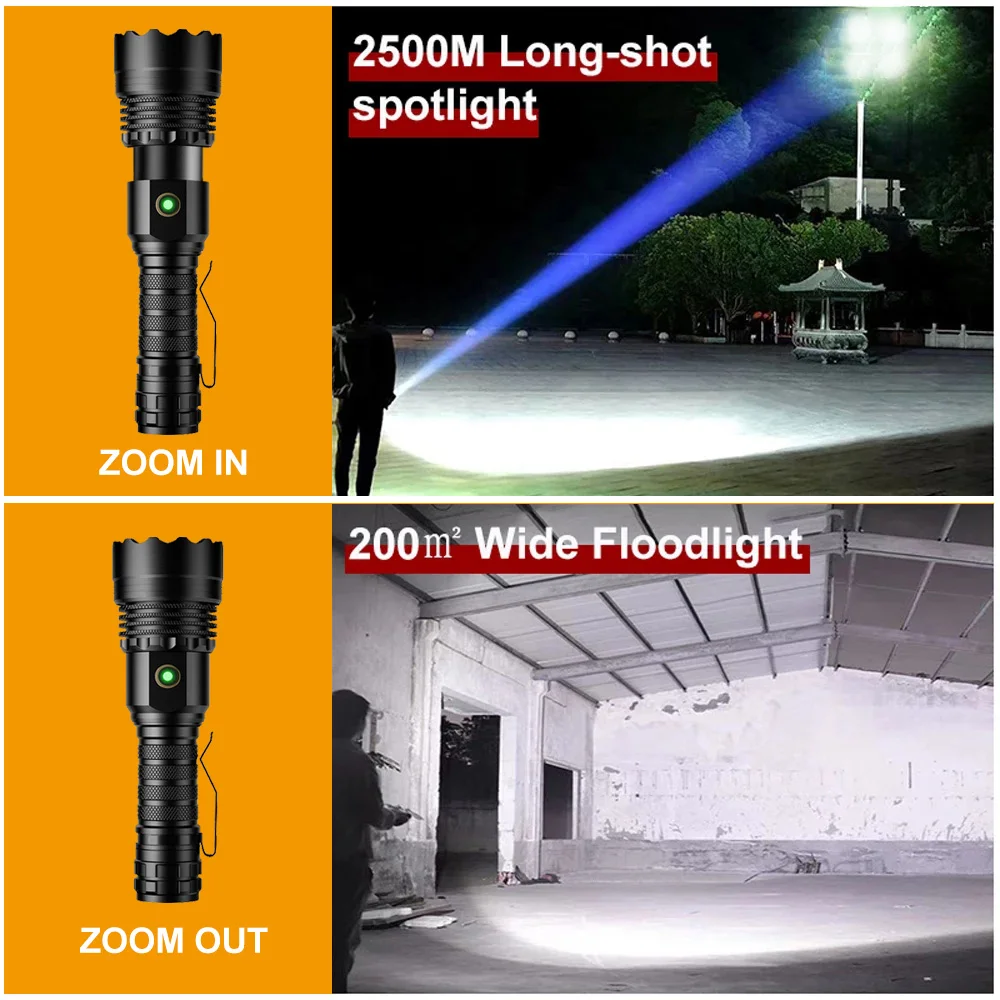 8000000LMs 4コア/1コアロング強力なled懐中電灯40ワット白色led