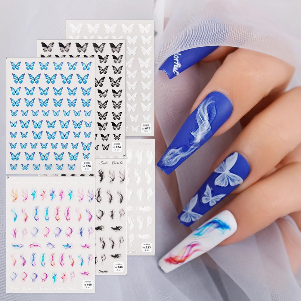 

2022 New 3D HOT Nail Art Smoke Butterfly Sticker Easy To Stick for Creating Dazzling and Elegant Nail DIY Nails Art Decoration