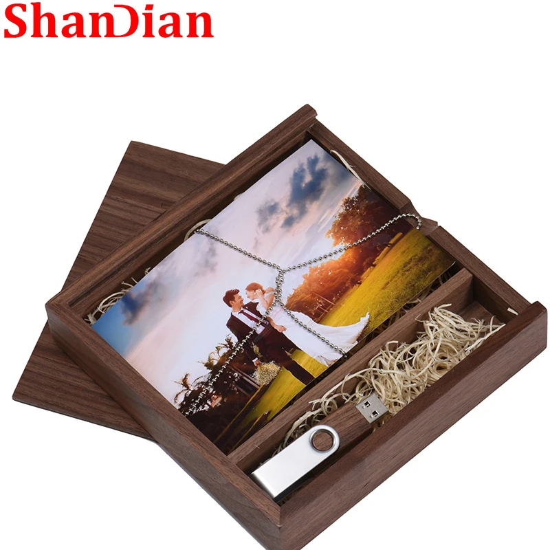 

SHANDIAN Free Custom LOGO Pendrive 128GB Maple Wooden USB 2.0 Flash Drive 64GB U Disk 32G Memory Stick Wedding Photography Gifts