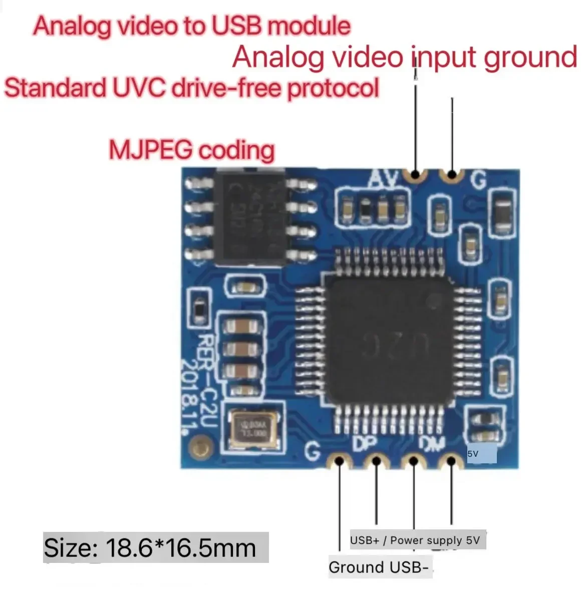 1 pz video AV analogico al modulo fotocamera USB digitale chip CVBS a USB per unità UVC senza unità