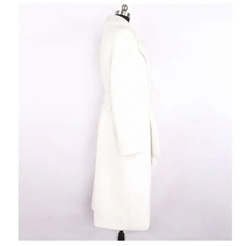 

and American Style Faux Fur Coat with Belt Fur Coat Women Fur Lined Coat Coat Women Winter Faux Fur