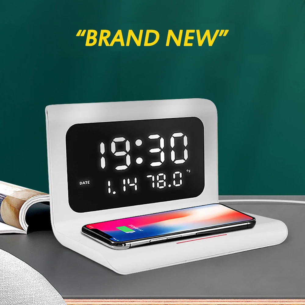 

3 in 1 Multi-function 10W Phone Wireless Charger LED Desktop Clock Charging Calendar For Iphone Samsung Huawei