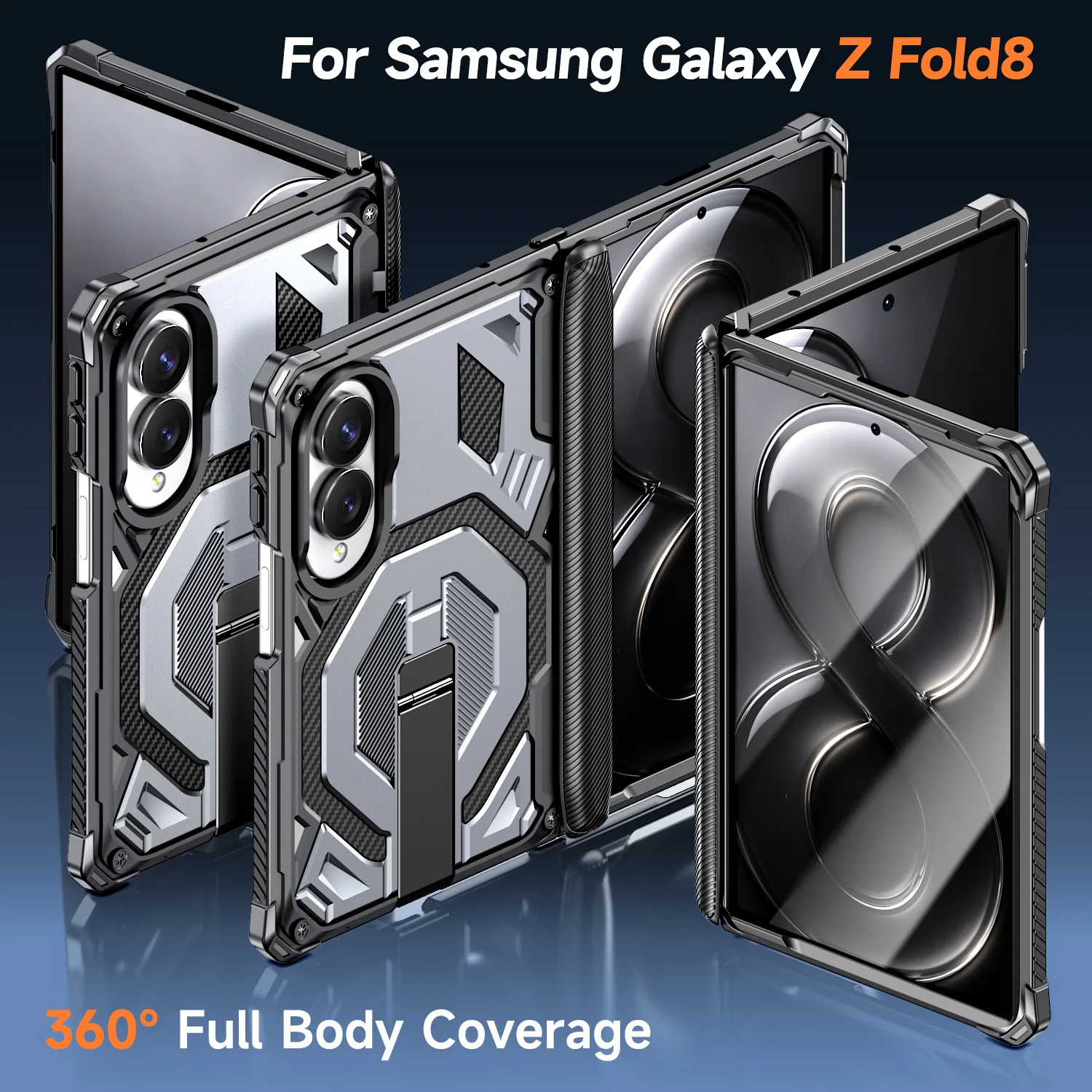 Foldable Phone Case with Magnetic Attachment and Built-in Stand - Drop-Resistant Protection Cover