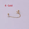 Boucles d'oreilles tendance en acier inoxydable pour femmes, 1 pièce, chaîne à Double perçage, fleur coréenne, Zircon, clous de perçage, bijoux à la mode