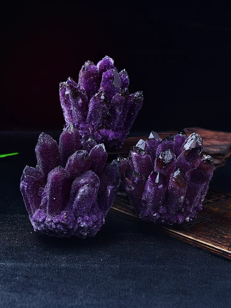 Natural amethyst cluster stone ornaments, demagnetization furniture office exquisite jewelry