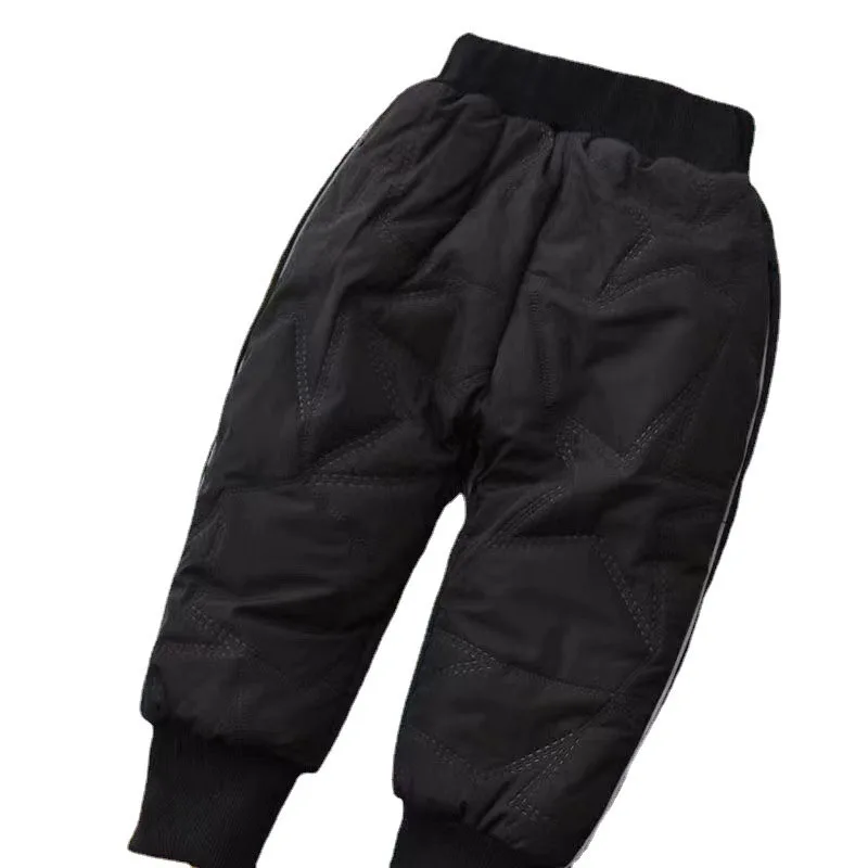 Calça jeans grossa de caxemira infantil, calças