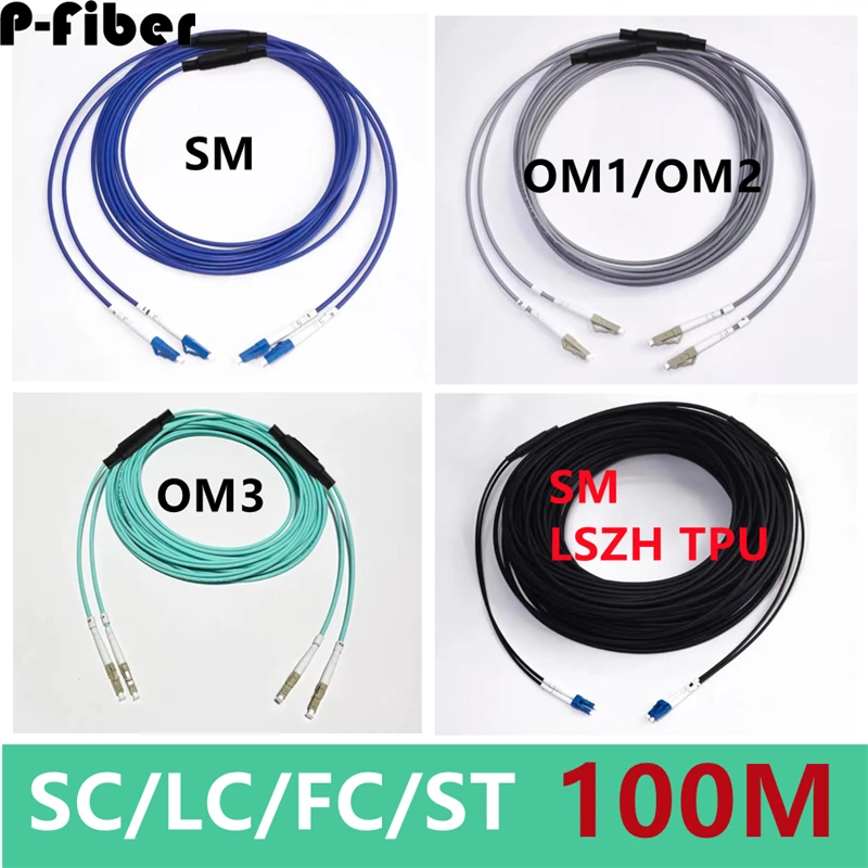 100m-2-nucleos-blindados-de-fibra-optica-patchcord-2c-sm-mm-om1-om2-om3-interior-ao-ar-livre-lc-sc-fc-st-lszh-tpu-ftth-jumper-2-nucleo-100mtr