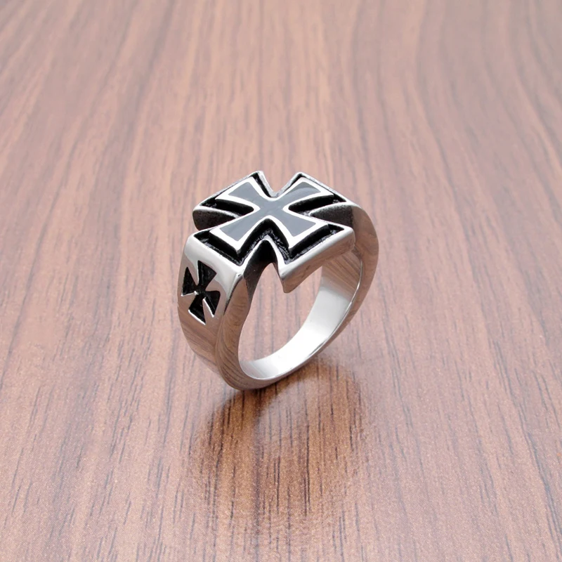 316L 스테인레스 스틸 빈티지 노르웨이 바이킹 손가락 북유럽 크로스 반지 실버 컬러 디자인 쥬얼리 남자 선물