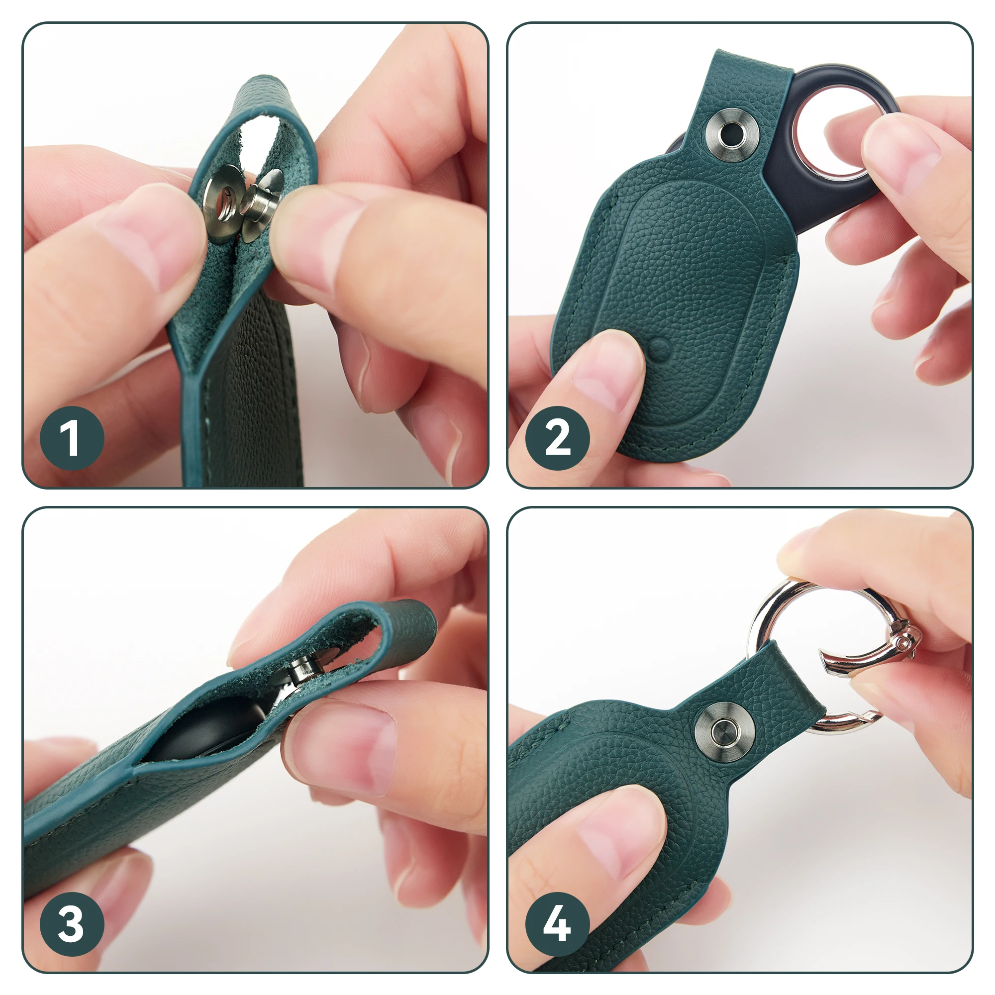 Genuine Leather Keychain Case for SmartTag2 - Premium Holder for Keys, Luggage, and Pets