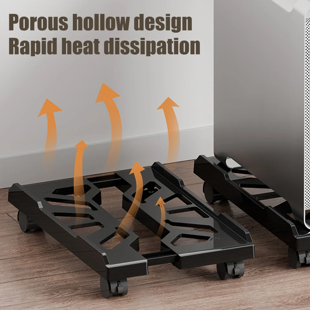 Adjustable Mobile CPU Stand Ventilated Computer Tower Stand PC Tower 4 Caster Wheels Fits Most PC Under Desk Holder