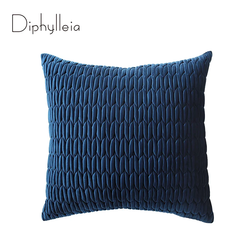 

Diphylleia Post-Modern Romantic Blue Throw Pillow Cover Geometric Vertical Stripes Pattern Braided Luxury Cushion Case 45x45cm