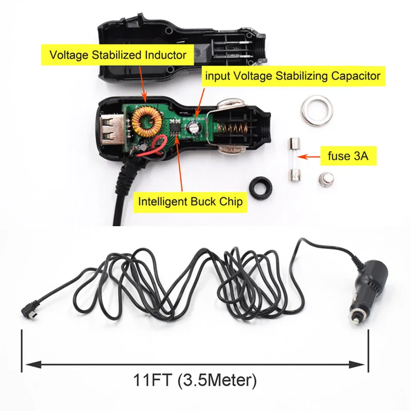 รูปสินค้า สายชาร์จรถยนต์ USB สำหรับ DVR กล้อง GPS