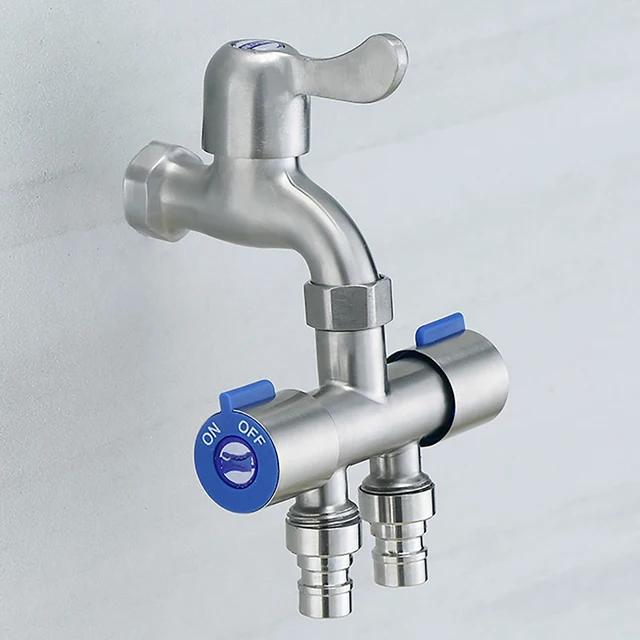 1 In 2 Out Faucet Washing Machine Toilet Shower Valve Bathroom Triangle Valve Water Control Valve Dual Control Diverter Valve 4