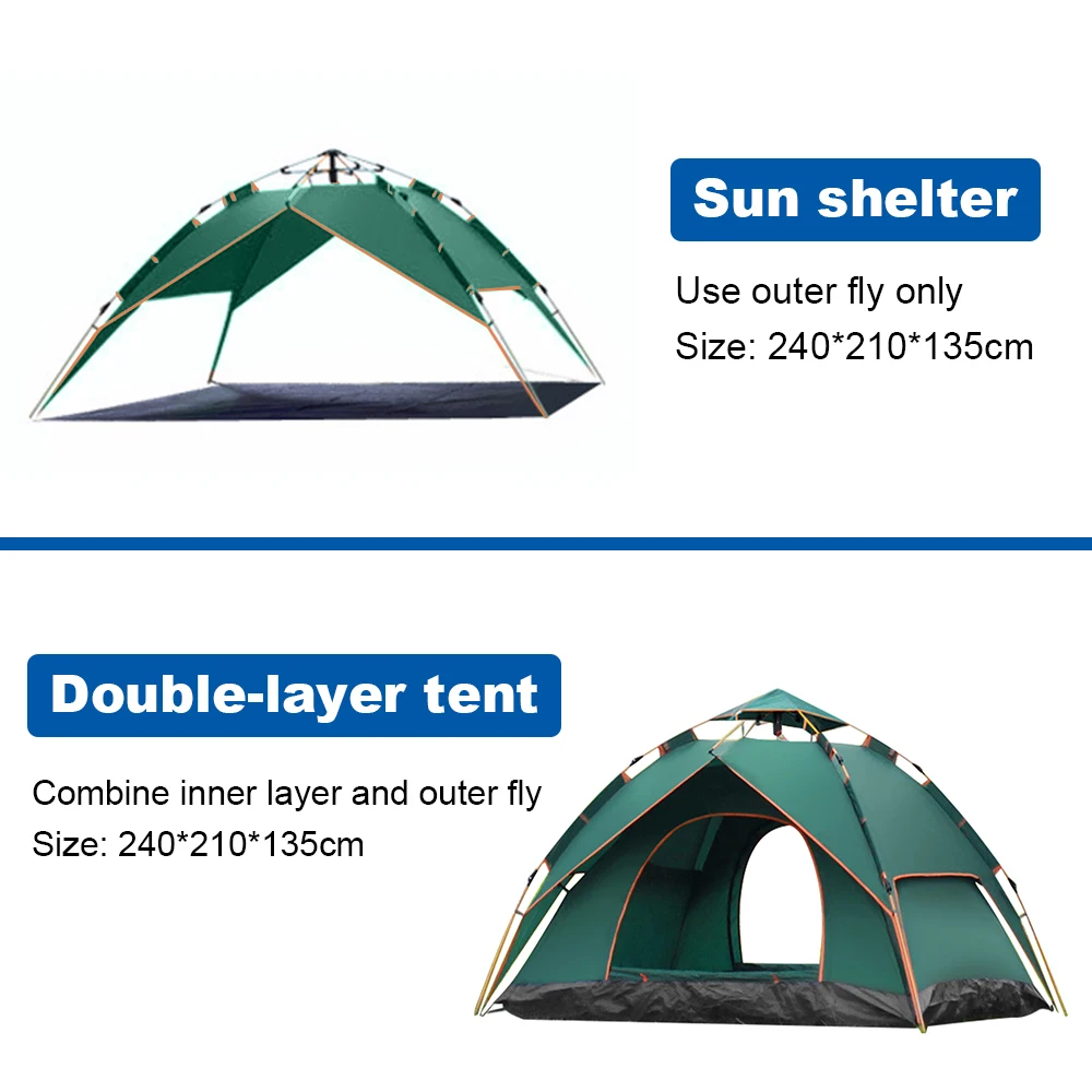 

Instant Pop Up Tent for 3-4 Person Automatic Camping Tent Dome Tent Double Layer Waterproof Family Tent for Hiking Backpacking