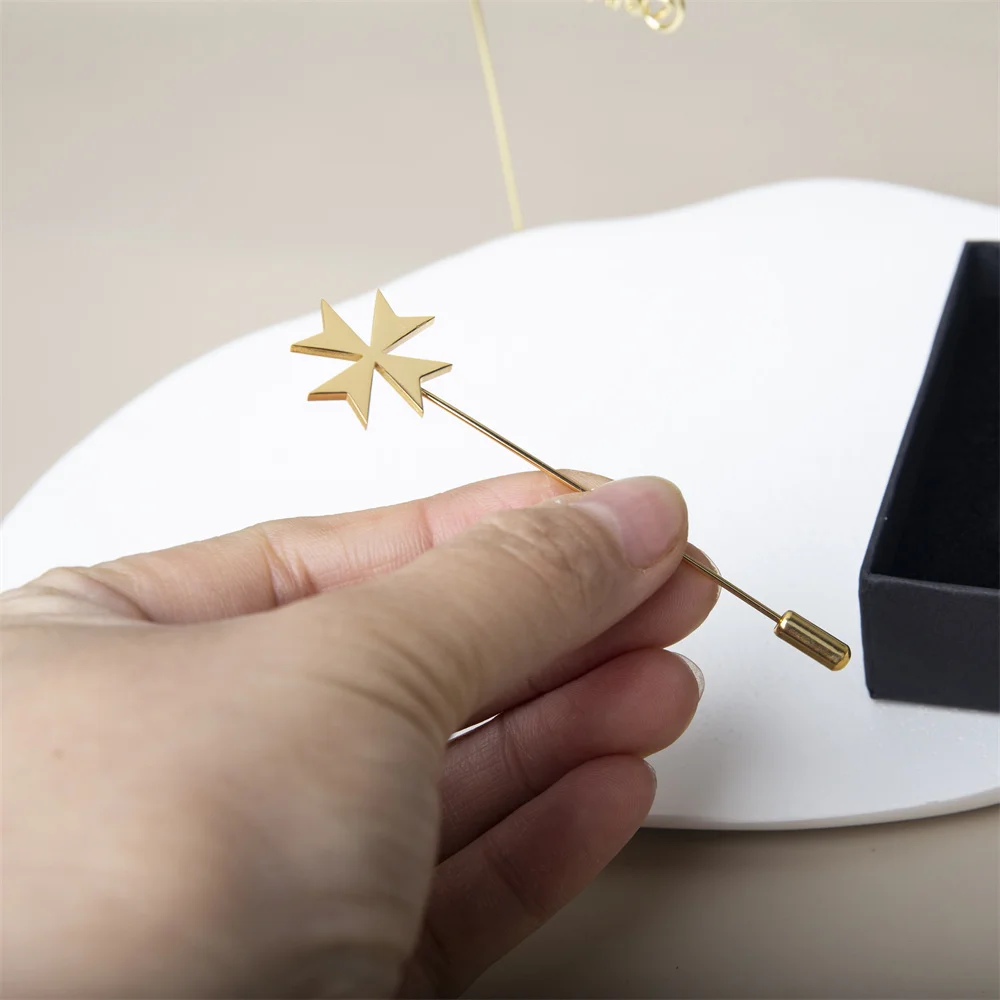 

Classic Malta Cross Lapel Pin Men's Stainless Steel Shirt Collar Pin Wedding Jewelry for Groom Best Birthday Gifts