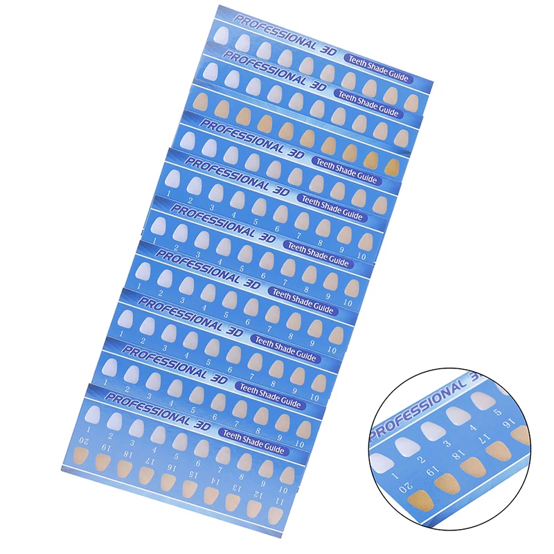 

10Pcs Rectanglea Cold Light Teeth Whitening Color Palette Paper Shade Guide Card
