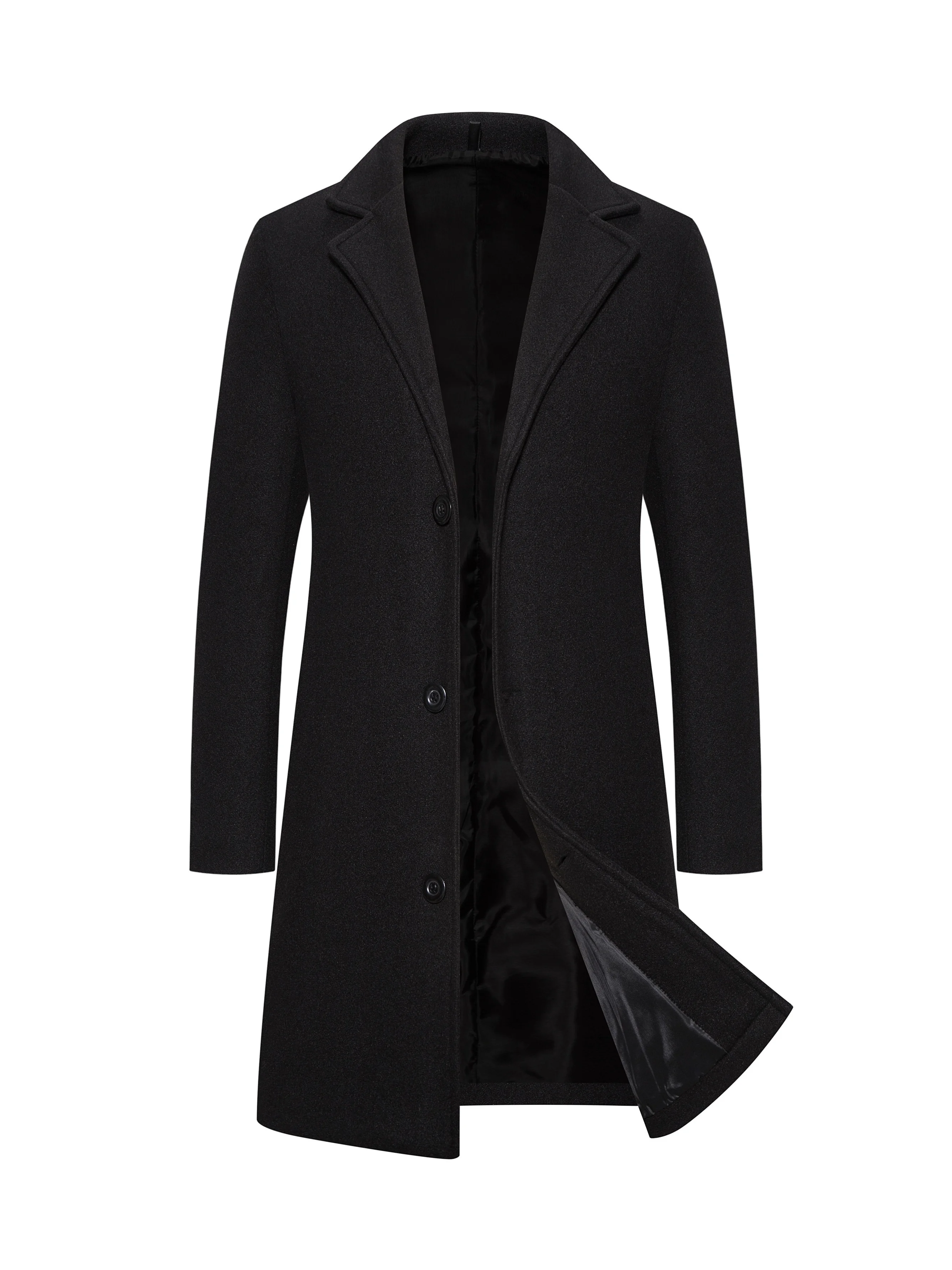 Gabardina de lana de longitud media para hombre, chaqueta de un solo pecho, nueva