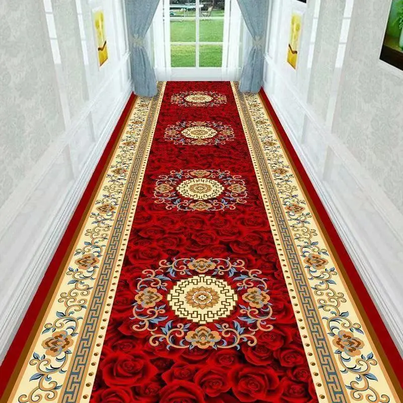 

European Style Aisle Walkway Carpet Hallway Decor Area Rug Luxury Corridor Long Runner Passageway Doorway Floor Mats Non-slip