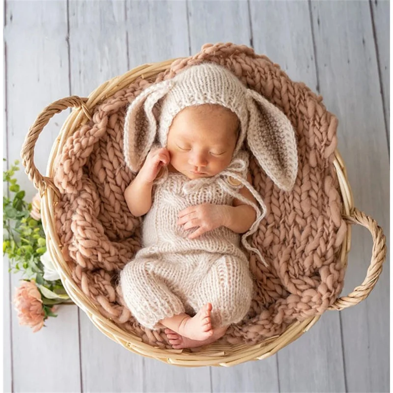 

Newborn Photography Clothes Baby Knitted Big Ears Rabbit Halloween Children's Clothing