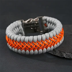 Handmade 7 - Core Paracord Men's Bracelet - Vintage Outdoor Survival & Hiking Wristband Gift - 21cm (Grey)